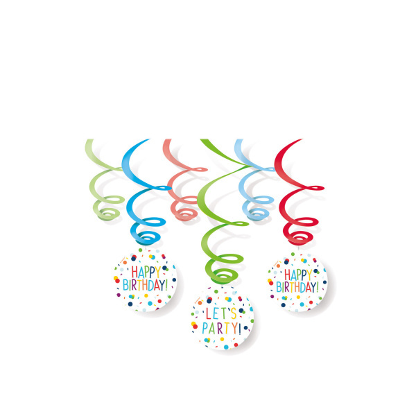 Spirály Rainbow Confetti s číslem 18 - 80 cm - 6 ks