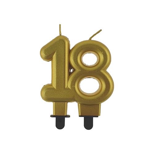 Dortová svíčka 18 zlatá metalická