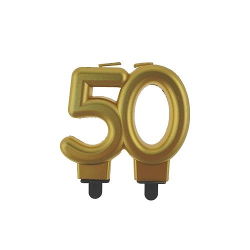 Dortová svíčka 50 zlatá metalická