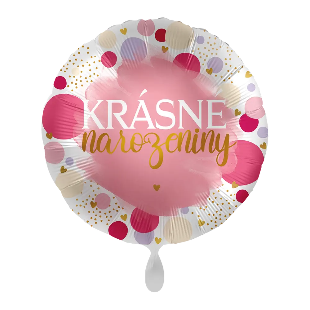 Foliový balonek Krásné narozeniny Pink puntíky 43 cm