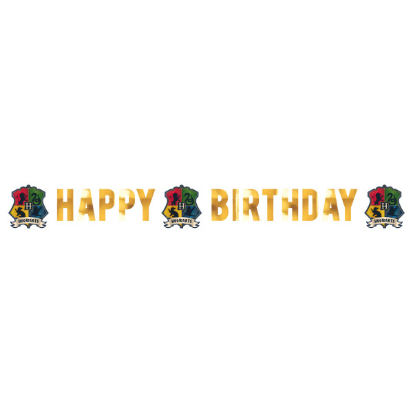 Nápis Happy Birthday Harry Potter - Bradavické koleje 180 cm