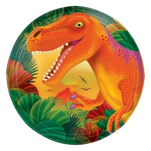Talířky Dinosaur metalické 8 ks