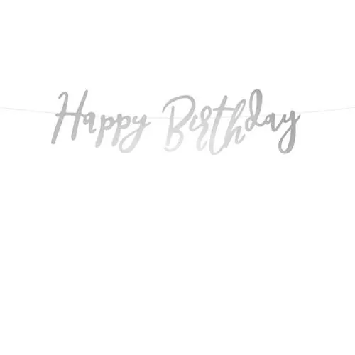 Nápis Happy Birthday Stříbrný 62 cm