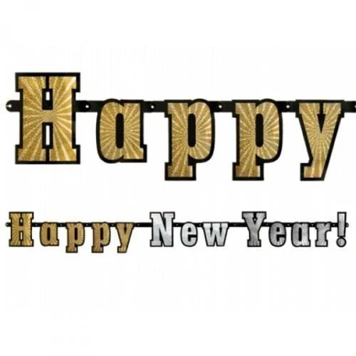 Party nápis silvestrovský holografický Happy New Year 142 cm
