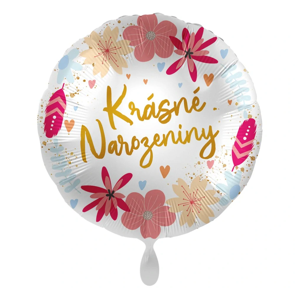 Foliový balonek Krásné narozeniny květiny - 45 cm