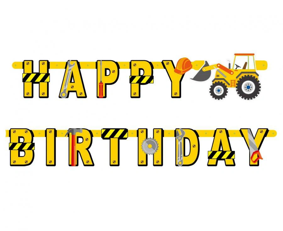 Nápis Happy Birthday Bagr - 220 cm