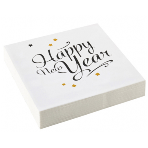 Ubrousky Bílé Happy New Year 20 ks