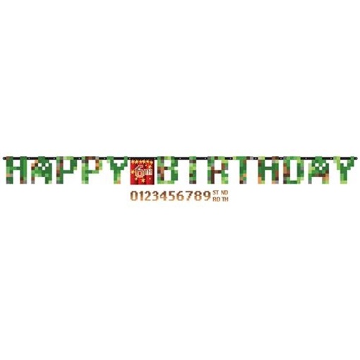 Nápis Happy Birthday Minecraft 320 cm