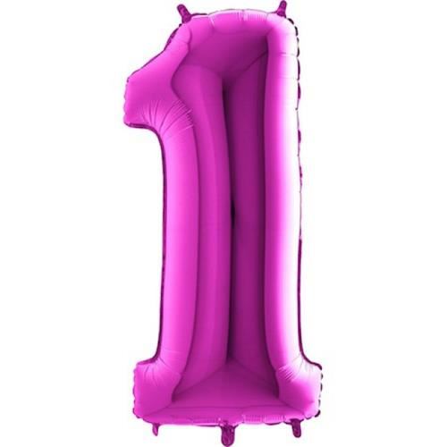Foliový balonek číslice 1 - tmavě růžová (102 cm)