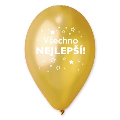 Latexový balonek Všechno nejlepší hvězdy - zlatý