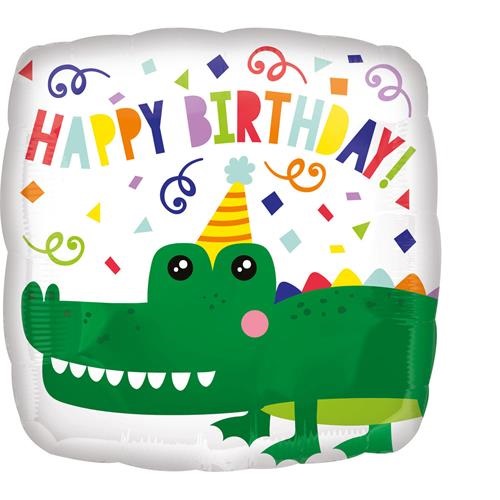Foliový balonek Happy Birthday krokodýl 43 cm