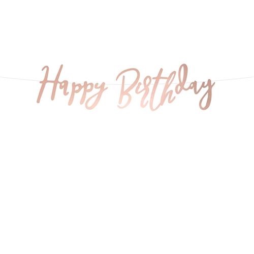 Nápis Happy Birthday Rosegold 62 cm