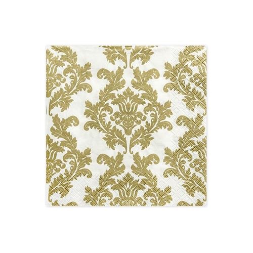 Ubrousky s ornamentem 33 x 33 cm - zlaté / černé 20 ks