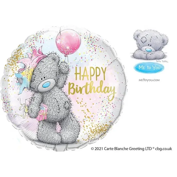Foliový balonek Tatty Teddy Happy Birthday kulatý 46 cm