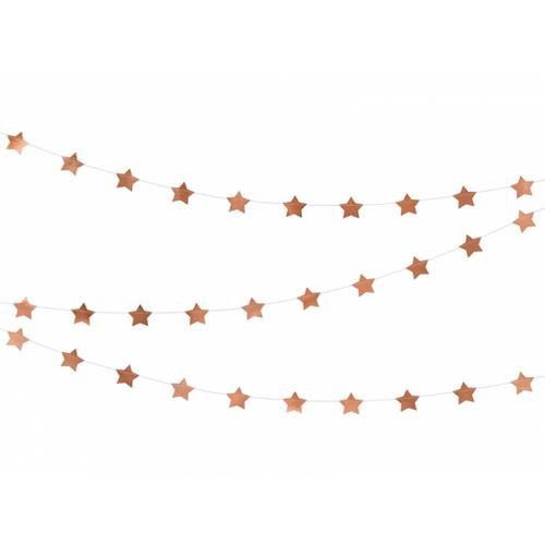 Girlanda Hvězdičky metalické 3,6 m - rosegold