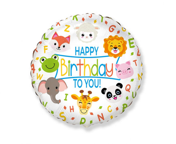Foliový balonek Zvířátka Happy Birthay 45 cm