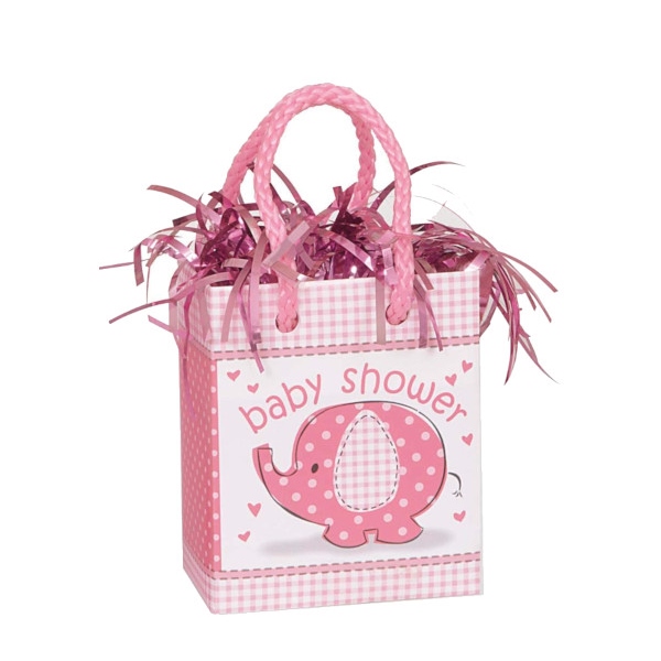 Těžítko na balonky Taštička baby shower růžová