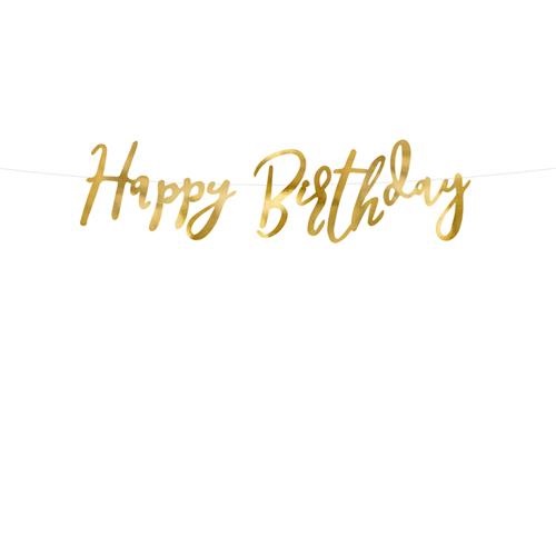 Nápis Happy Birthday Zlatý 62 cm