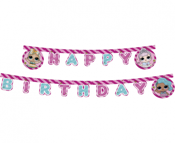 Nápis Happy Birthday LOL Surprise Glitter - 210 cm