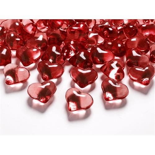 Konfety diamantové červené srdce 21mm - 30 ks v balení