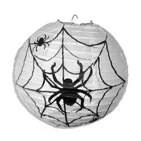 Lampion Pavouk bílý kulatý