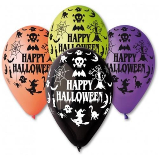 Balonky potisk Happy Halloween 30 cm - mix barev